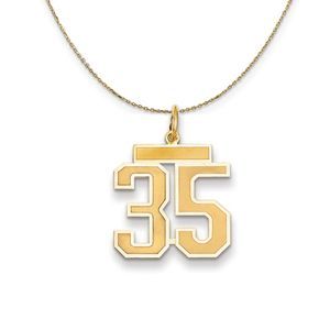 14k Yellow Gold, Jersey, Med Number 35 Necklace - 16 Inch